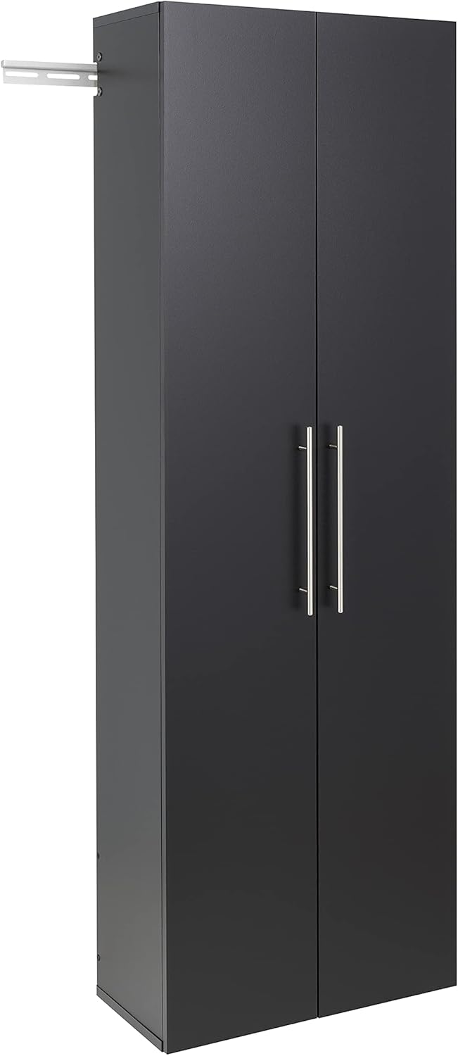 Prepac HangUps 24" Large Garage Cabinet, Bathroom Cabinet Wall Mount, Laundry Cabinet, Kitchen Wall Cabinet, Ideal for Garage, Kitchen and Laundry Organization 24" W x 72" H x 12" D, Black
