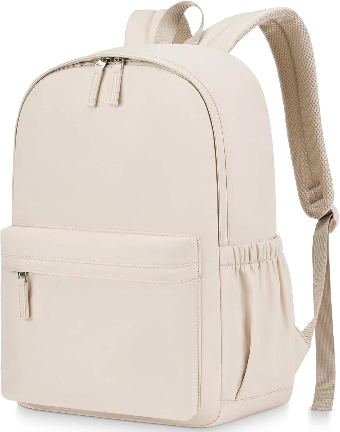 Backpack for Teen Girls Large Middle-School Primary Elementary Students Bookbag 17 inch Laptop Bag for Women Lightweight Casual Daypack (Beige)