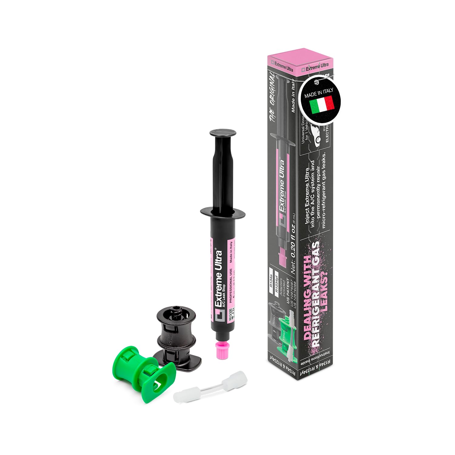 ERRECOM Extreme Ultra | A/C Leak Stop for Vehicle A/C Systems | Works with All Refrigerants and Lubricants | Includes R1234yf and R134a Adapters | 0.2 fl oz (6 mL) Cartridge