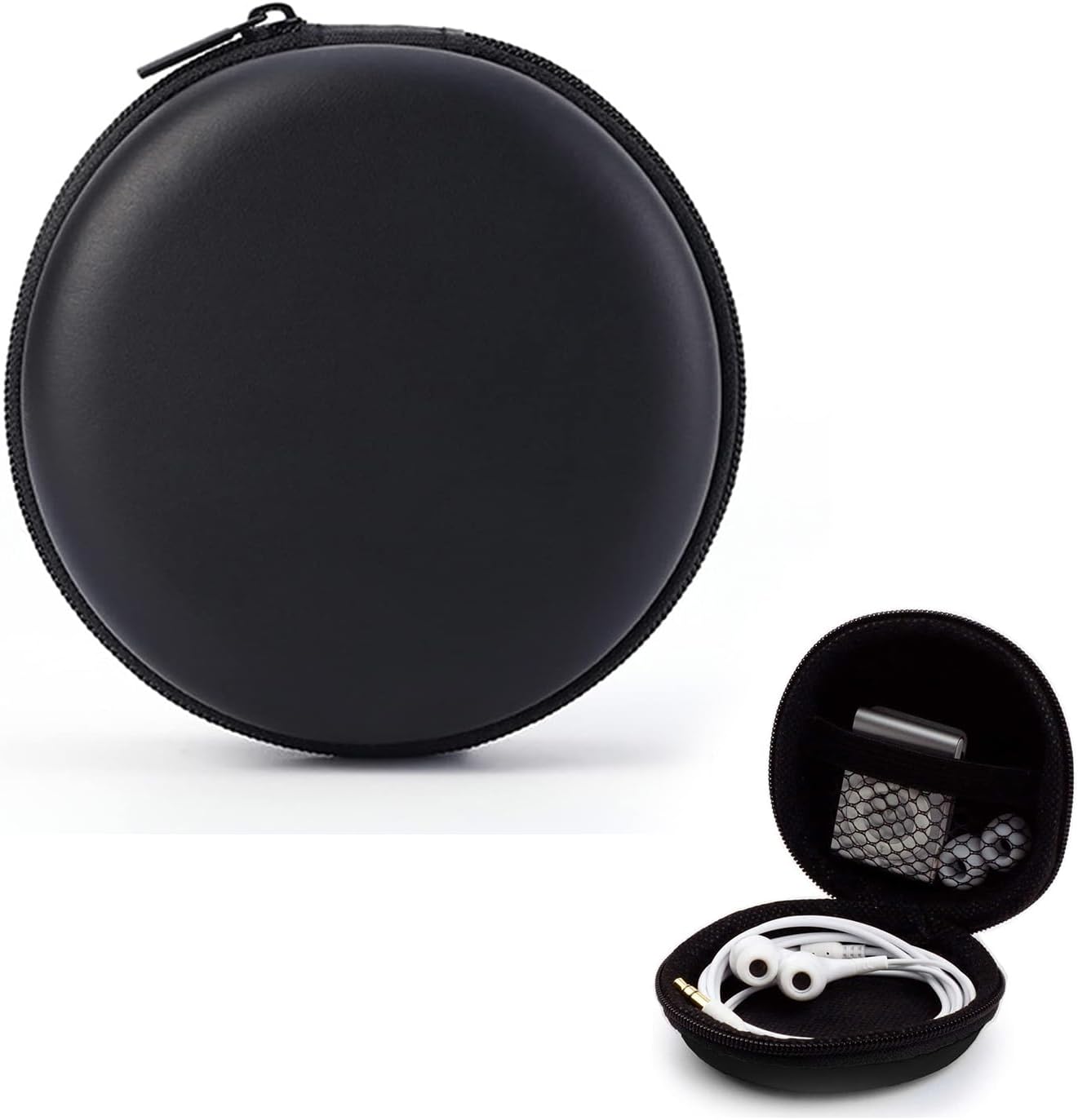 Earphones Case – EVA Hard Shell Round Hearing Aid Case for Travel & Storage, Portable Protective Mini Zipper Box for Earbuds, Small Electronics & Accessories, Dustproof & Shockproof Design