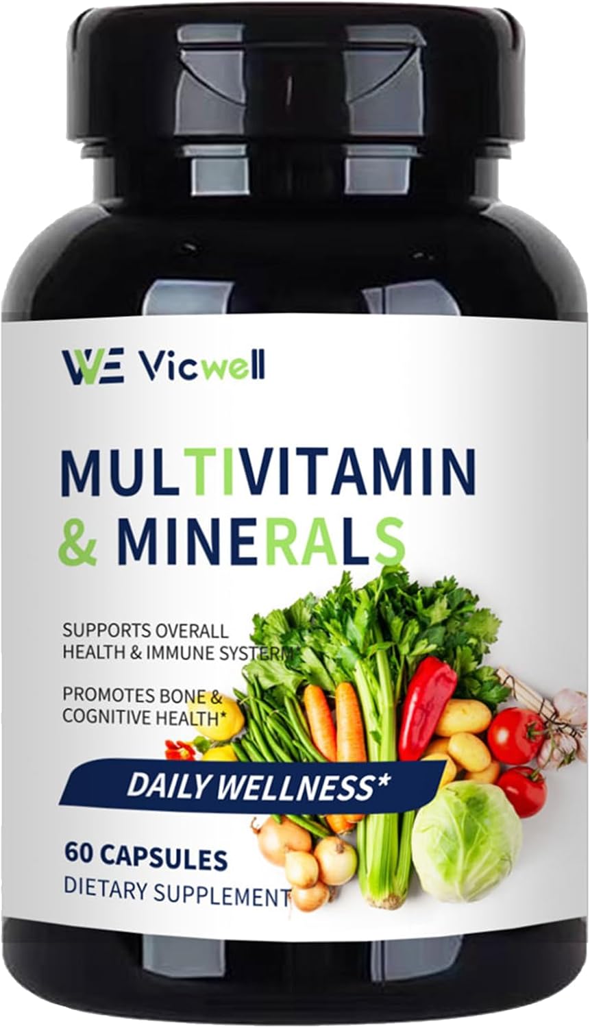 Multivitamin and Minerals for Men and Women with Collagen, Grape Seed & Black Currant – Supports Immune, Bone, Eye & Cognitive Health – 60 Capsules