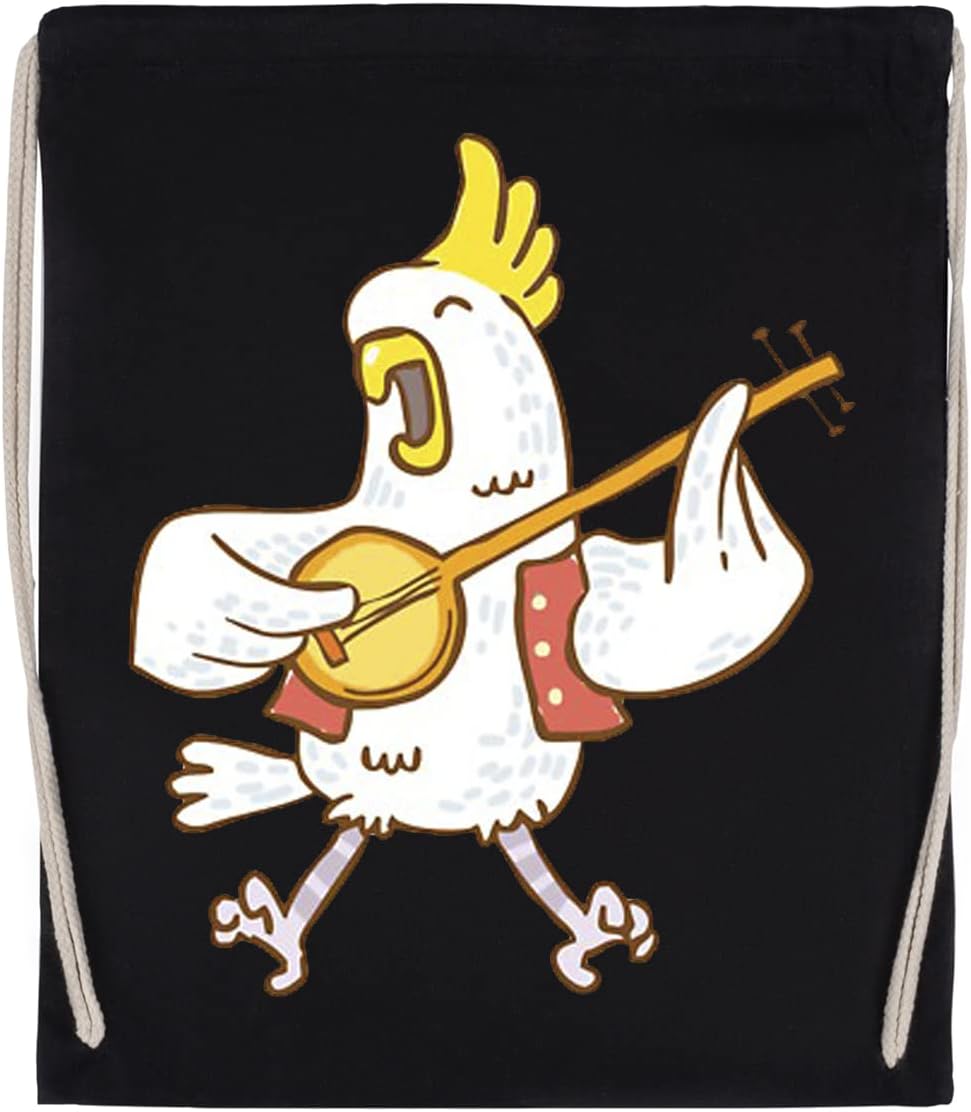 Luxogo Aussie Cockatoo Unisex Drawstring Sports Bag Black