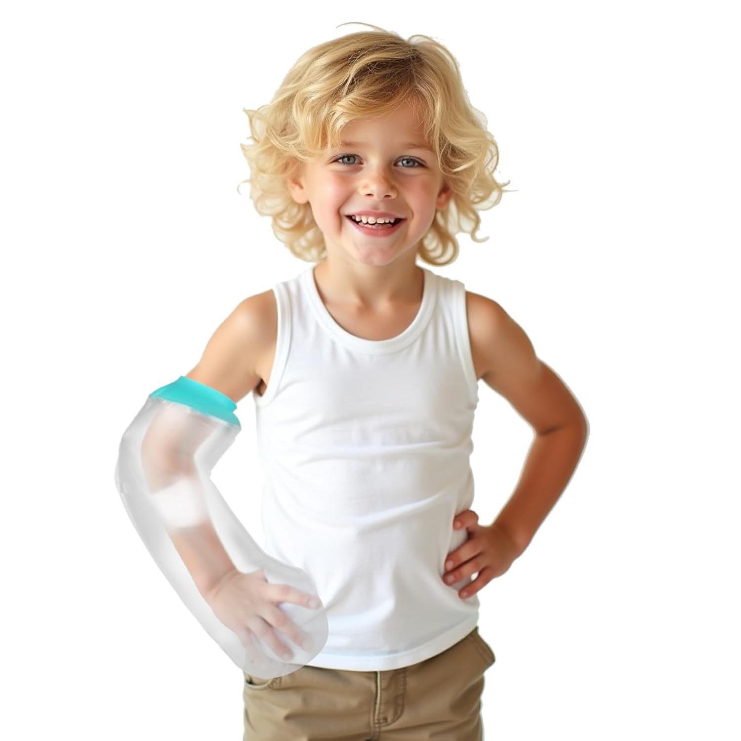 Waterproof Cast Covers for Shower Arm Kids, Water Proof Plastic Sleeve to Cover Arms After Surgery/Wound/Fracture/Bandage/Fingers, Sleeves Protector Bag Youth/Toddler Showering Child in Bath Small