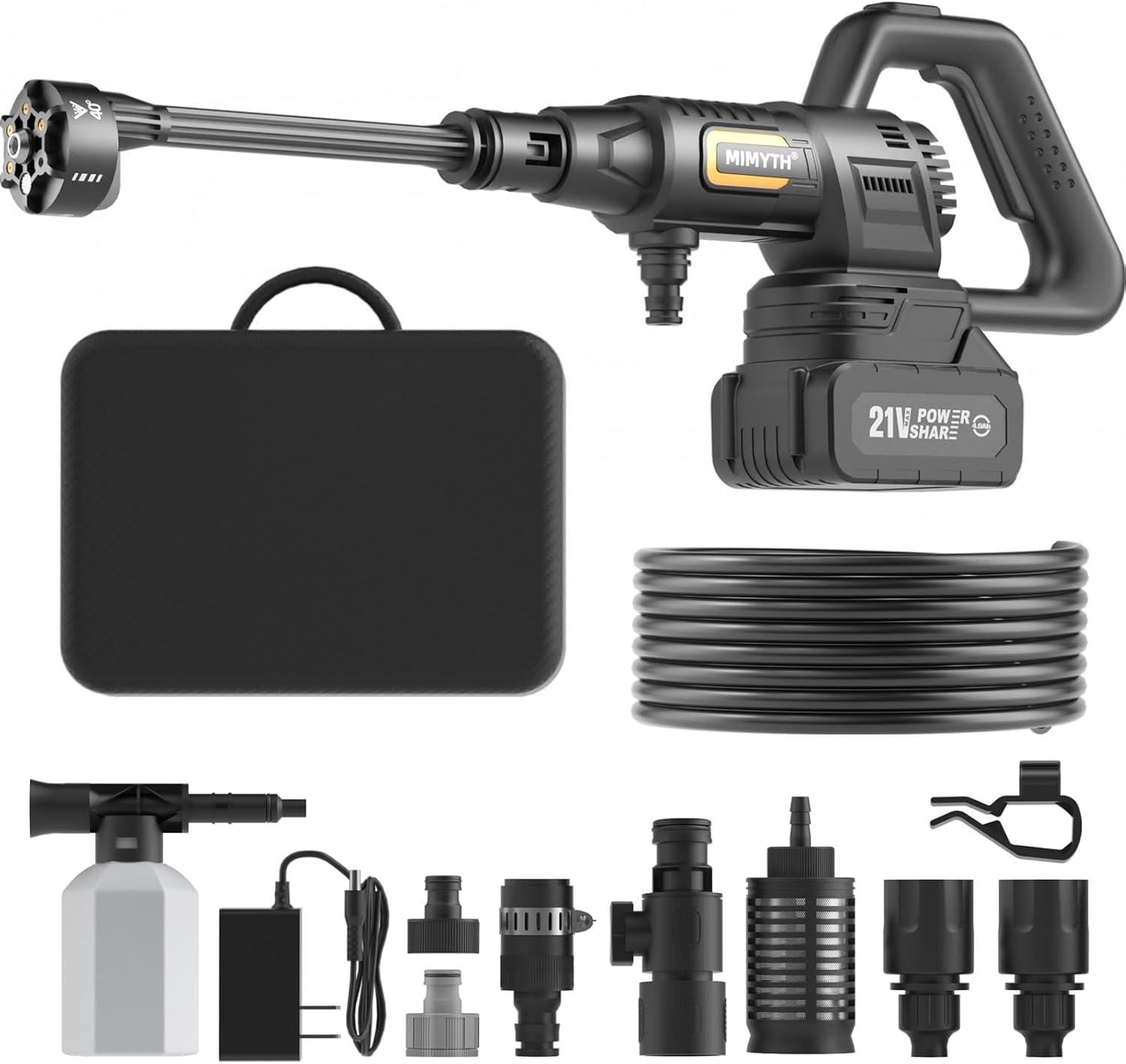 Cordless Pressure Washer Battery Powered; 1200PSI Cordless Power Washer with Brushless Motor, 4.0Ah Battery,6-in-1 Nozzle, 3 Power Level; Handheld Portable Pressure Washer Cordless (5022-BK3)