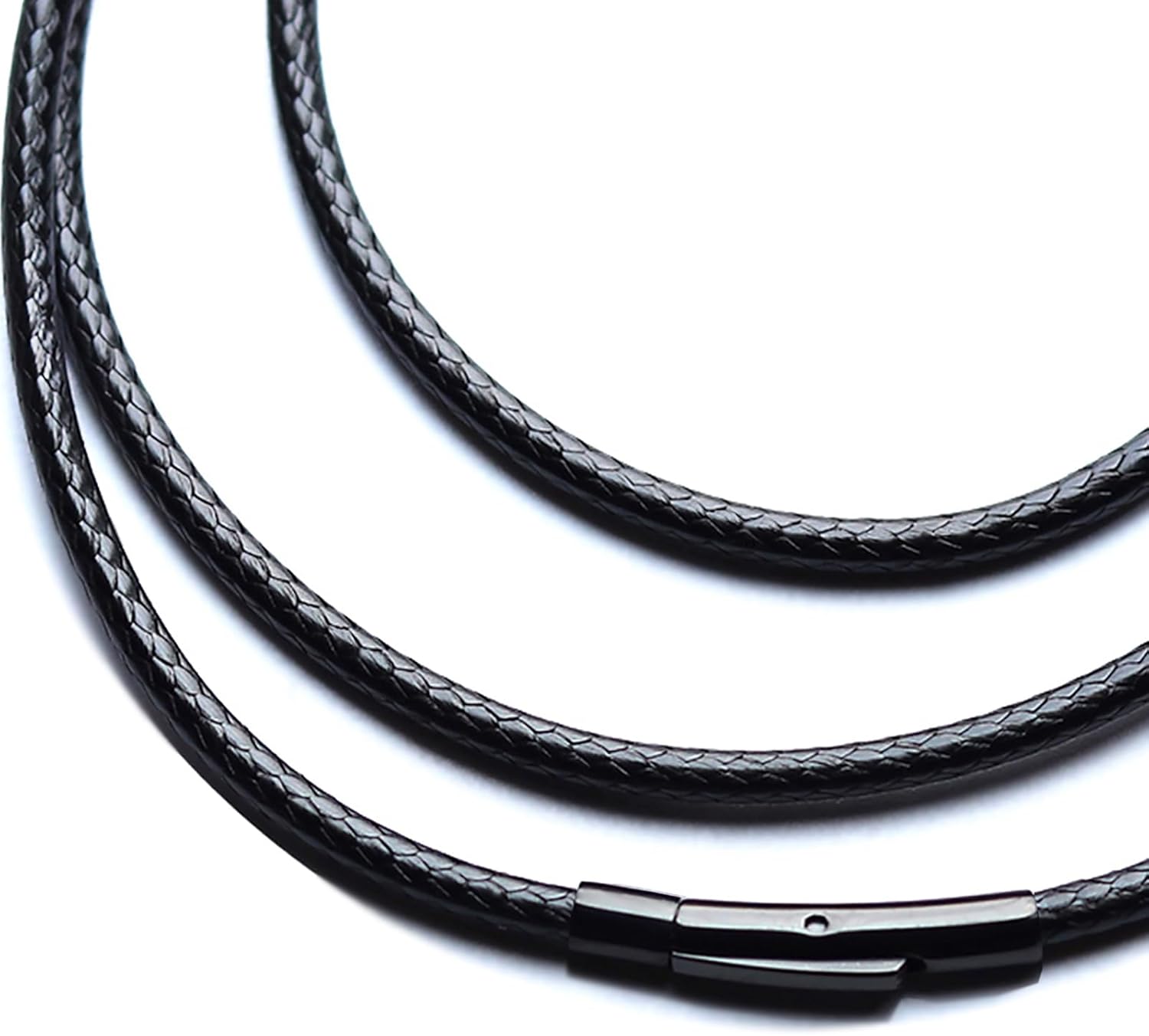 14" to 50" 1.2MM/2MM/2.5MM/3MM/4MM Waterproof Braided Leather Chain Cord Necklace for Men/Women, Brown/Black Rope Chain for pendant (Gift Box)
