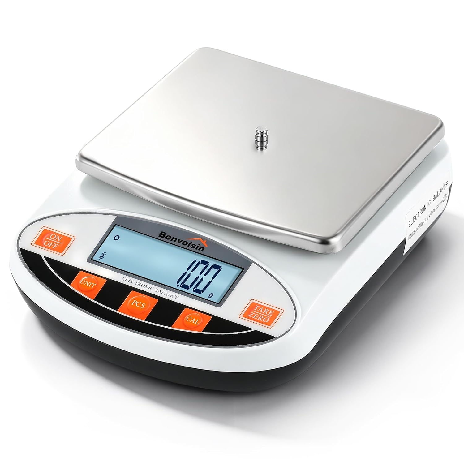 Bonvoisin Digital Lab Scale 500gx0.01g - 13 Units, Tare & Counting | High Precision Analytical Balance, Stainless Steel Pan, Factory Calibrated for Jewelry, Scientific, and Laboratory Use