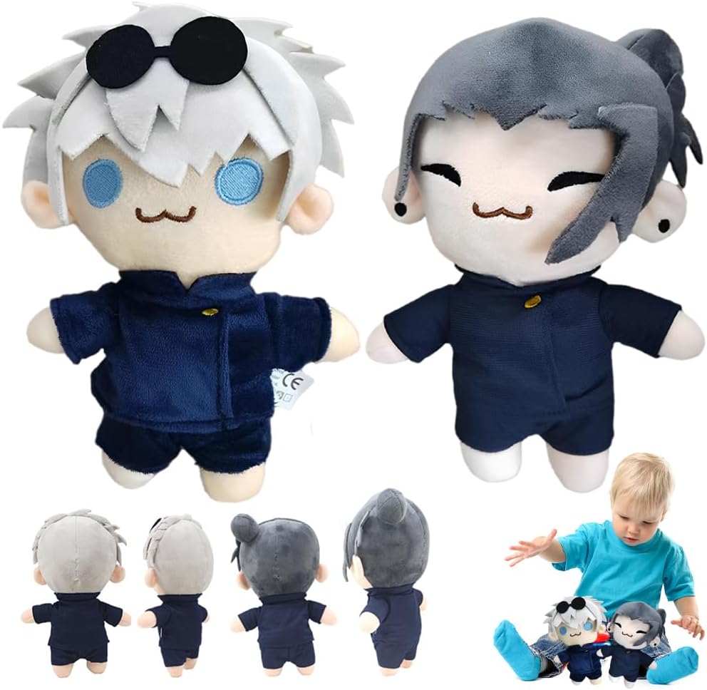 KUWUNG Gojo Figure—Gojo Satoru & Geto Suguru Plush Anime Figure, Gojo Plush Anime Figures for Figure Anime Lovers and Fans, Cartoon Gojo Plush Pillow Cushion for Home Car Decoration