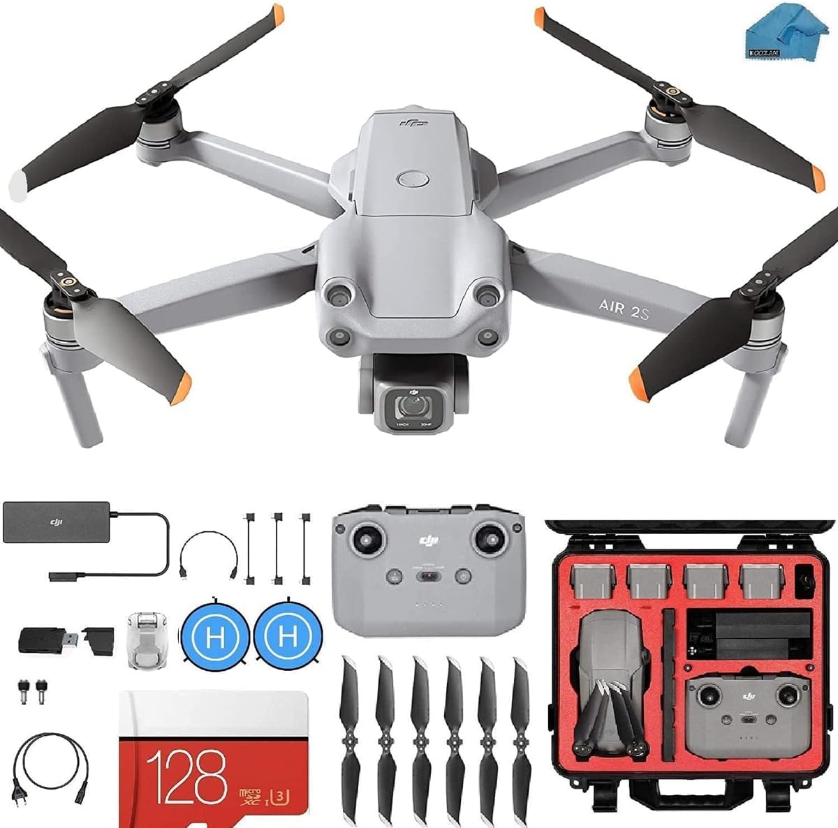 DJI Air 2s - Drone Quadcopter UAV with with 3-Axis Gimbal Camera, 5.4K Video, HardCase, 128gb SD Card, Landing pad Kit with Must Have Accessories