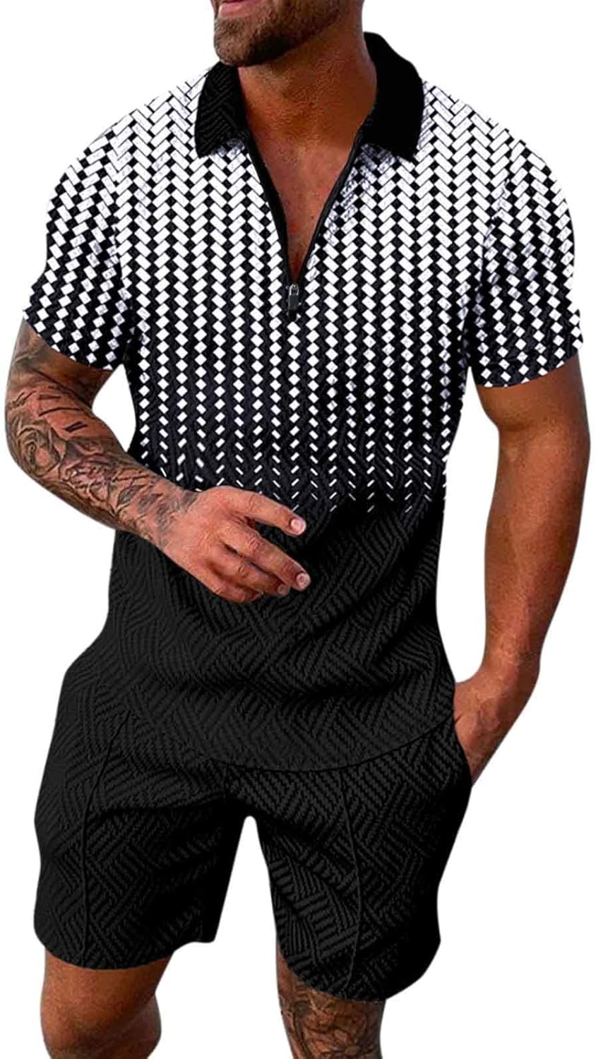 Feelcrag Shirt and Shorts Shorts and T-Shirt Set Clothing Mens Tracksuit Set Mens Co Ord Sets Shirt and Shorts Short Sleeve Shirts Men Casual Walking Sets Comfy Golf Polo Shirts for Men UK