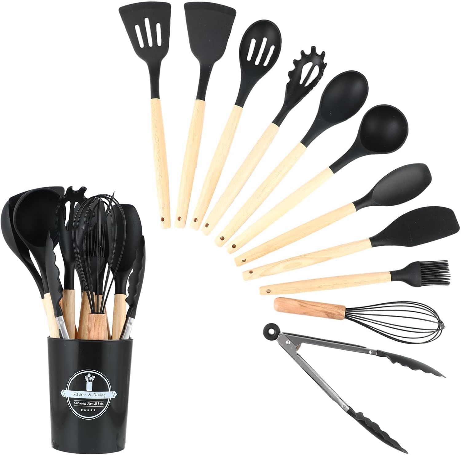 Wenrescry 12-Piece Silicone Kitchen Utensil Set - Non-Stick, Heat-Resistant, Food-Grade BPA-Free Cooking Utensils, Complete Kitchen Tool Set