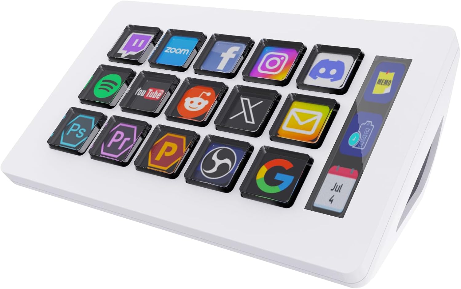 Basicolor Macro Pad,Stream Controller Deck with 15 Customizable Macro Keys Compatible with OBS/PowerPoint/Excel/YouTube/Word/Photoshop/Adobe Premiere Pro Windows 10/Mac14.0 (293SV3) White