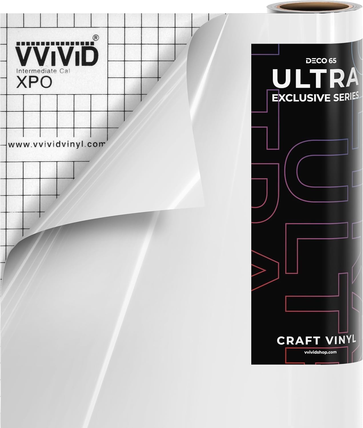VViViD DECO65 Ultra White Gloss Premium Series Craft Vinyl (50ft x 1ft)