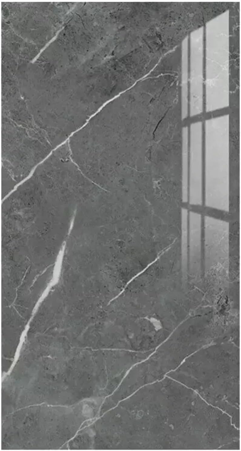 10Pcs Marble Tiles Sticker 30x60cm Self-Adhesive Stick On Kitchen Home Wall Bathroom Decor (Dark Grey(10Pcs))