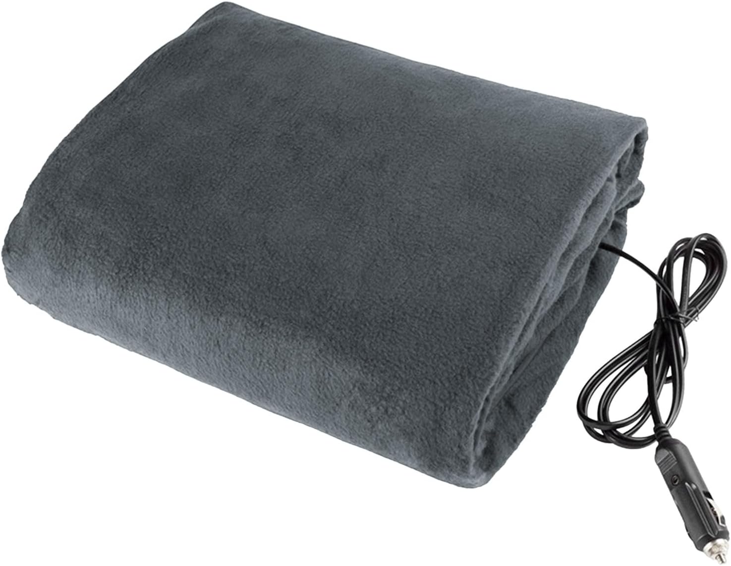 12-Volt Heated Car Blanket, 60" x 45" Electric Throw With Temperature Control, Washable Weighted for Car Truck SUV RV or Camping (Grey)