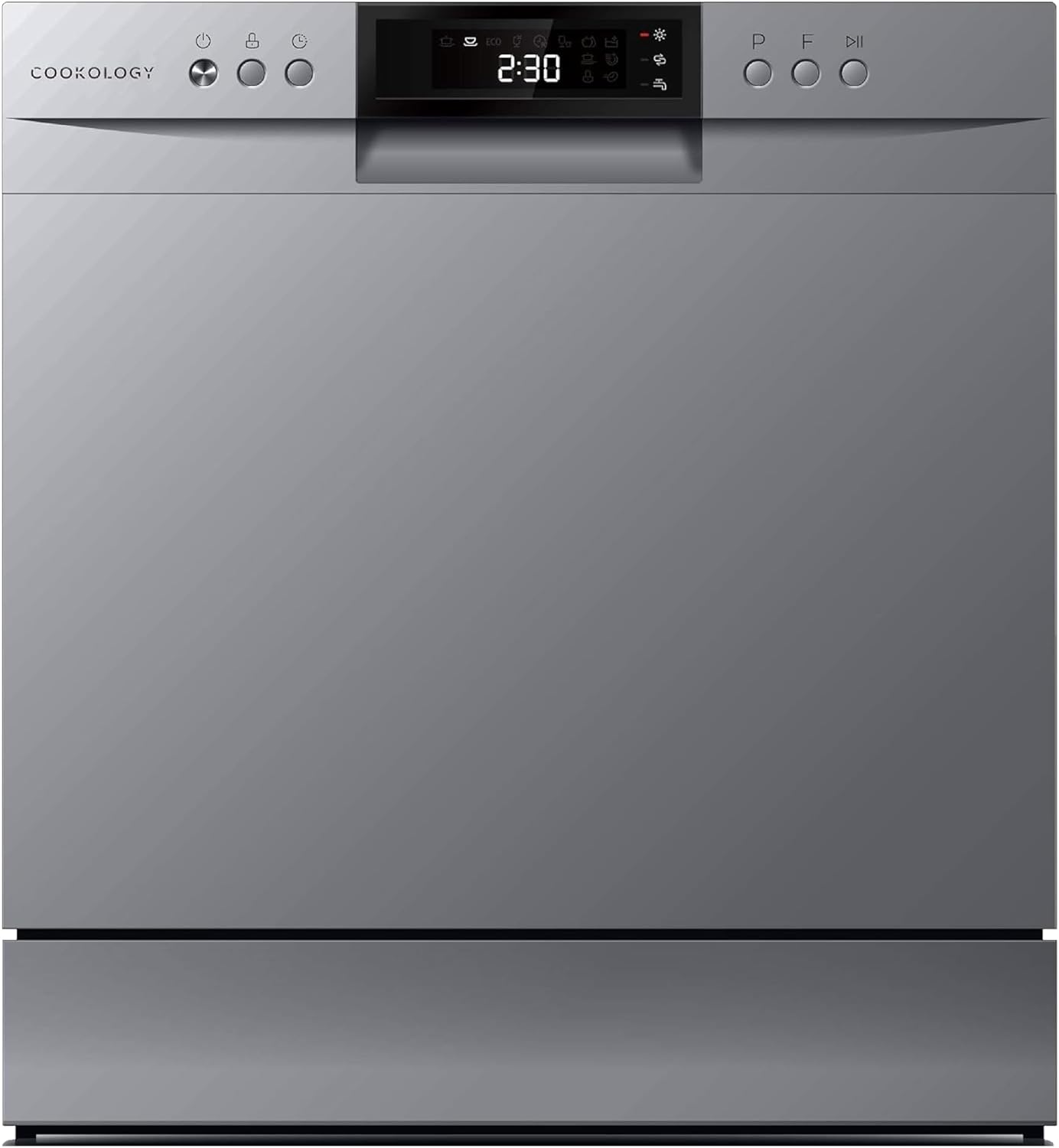 Cookology Mini Countertop Dishwasher - 8 Place Settings - Silver | Tabletop Small Appliance - 8 Wash Cycles - ECO Friendly Mode - Tabletop - Compact Design