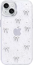 for iPhone 14 Case, Bling Glitter 3D Bow Design Clear Soft Sparkly Protective Case for iPhone 14 6.1" 2022