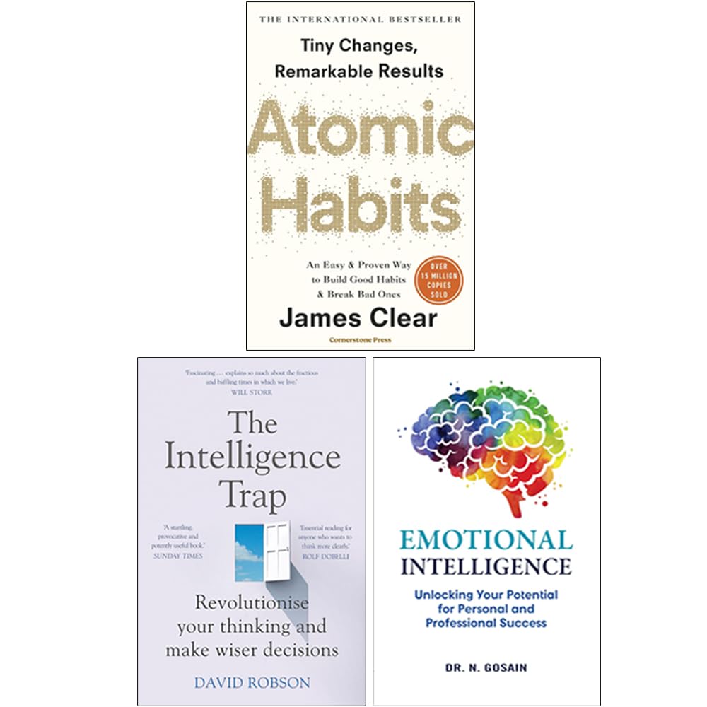 Atomic Habits, The Intelligence Trap & Emotional Intelligence 3 Books Collection Set