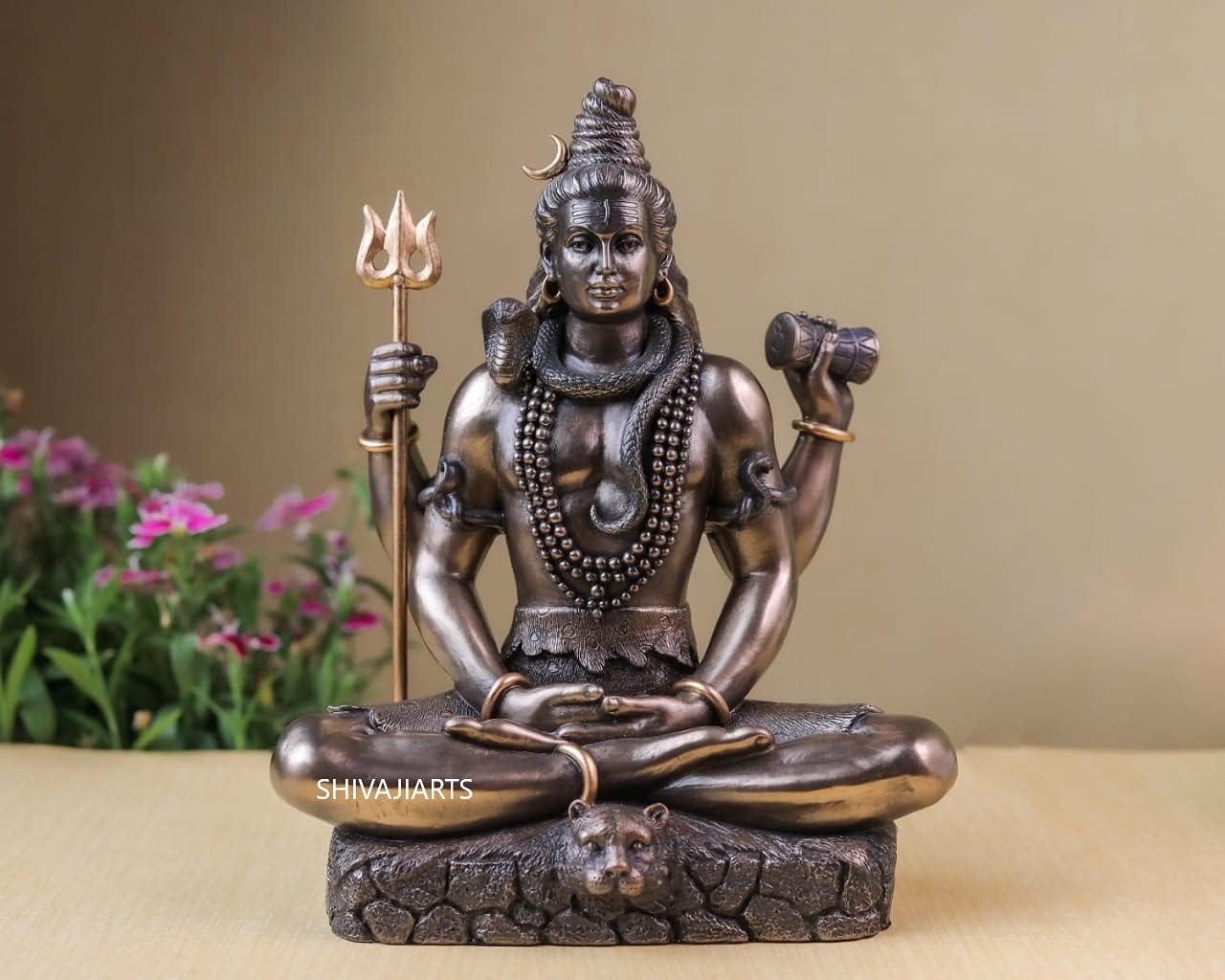 SHIVAJI ARTS Shiva Statue, 21 CM Bonded Bronze Meditating Lord Shiva Idol, Shiv, Siva, Adiyogi. Hindu god of Yoga,Dance,Arts,Meditation,Time & Destruction.