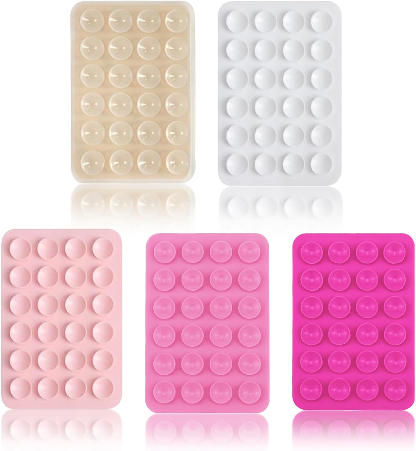 Vilbocr 5PCS Strong Grip Phone Suction Mount - Sticky Silicone Holder for Hands-Free Videos, Perfect for Bathroom Singing & Gym Workouts (White/transparent) - Works on Tiles, Glass & Smooth Walls