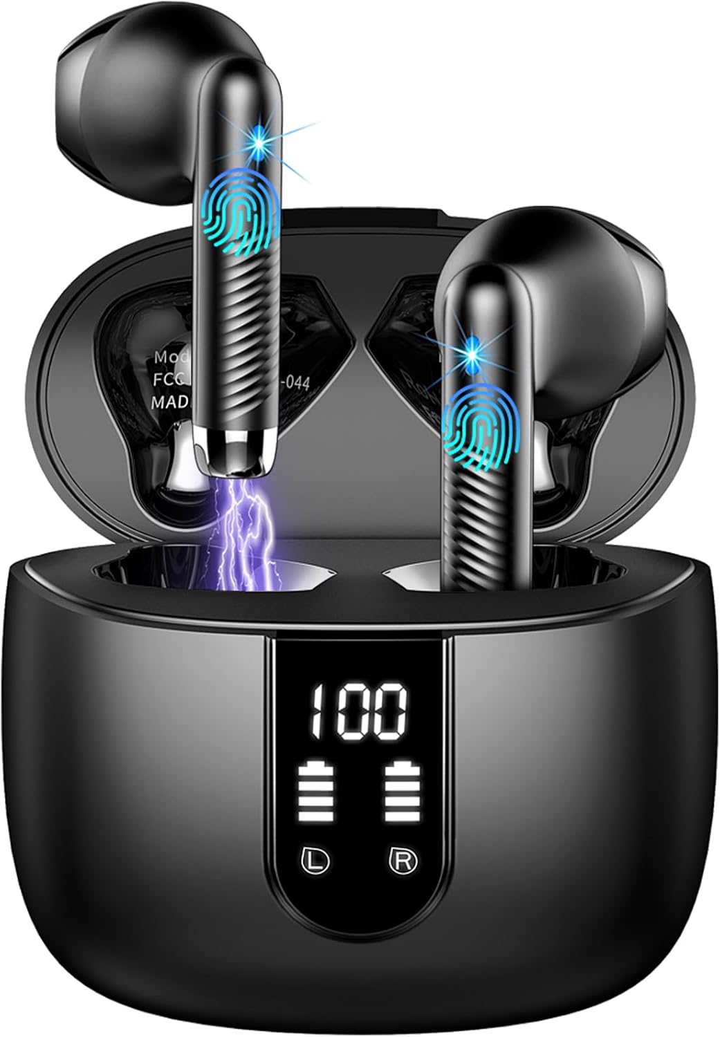 Wireless Earbuds, Bluetooth 5.4 Headphones in Ear 2025 Wireless Earphones with 4 ENC Mic, Mini Ear buds with HiFi Stereo Deep Bass, 56H Playtime Dual LED Display, Bluetooth Earbud IP7 Waterproof USB-C