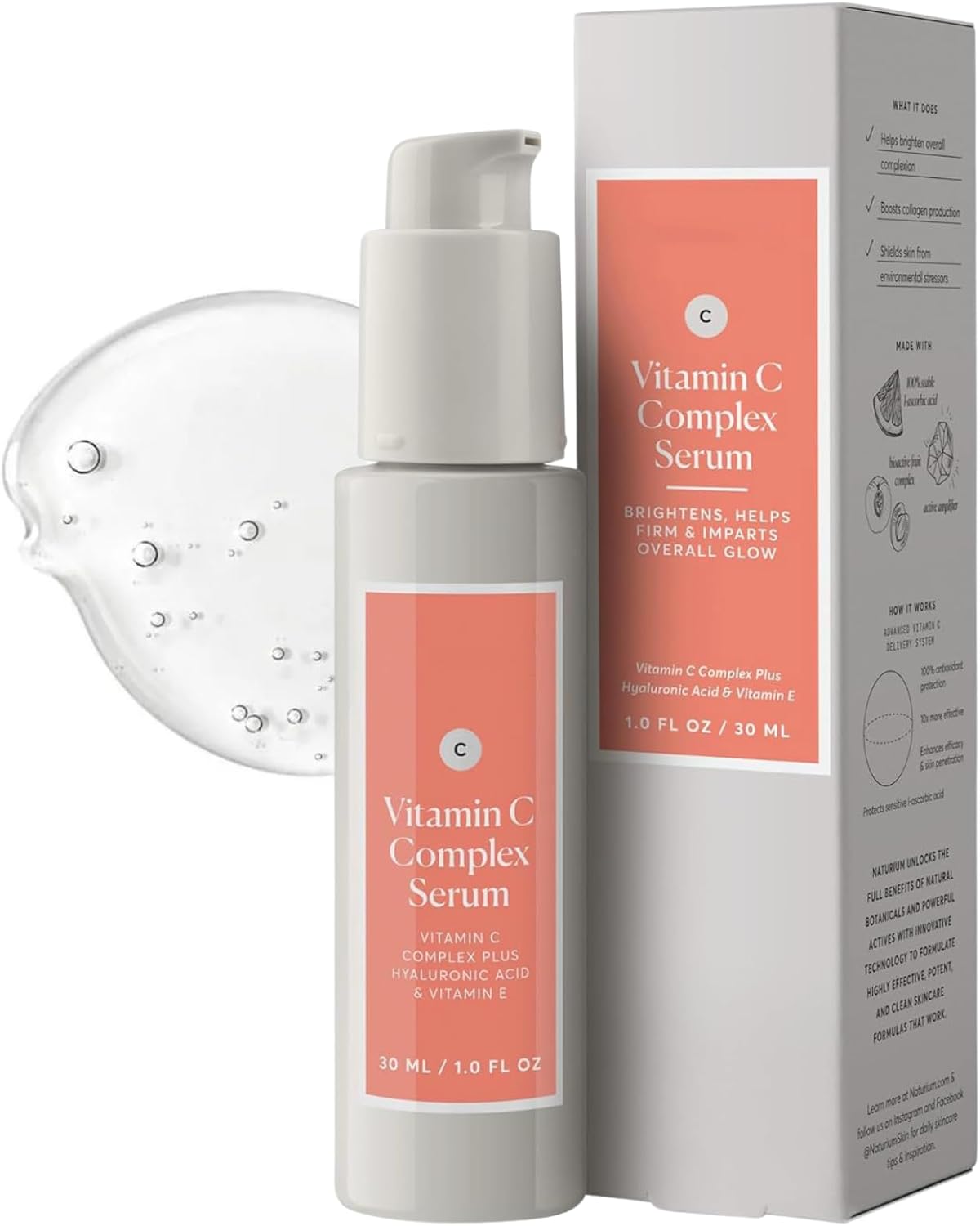 Vitamin C Complex Face Serum, Vitamin C Face Serum with Hyaluronic Acid & Vitamin E, Anti Aging Facial Brighten Serum for Skin Care - Vitamin C Serum for Face Dark Spots, Korean Skin Care 30ml