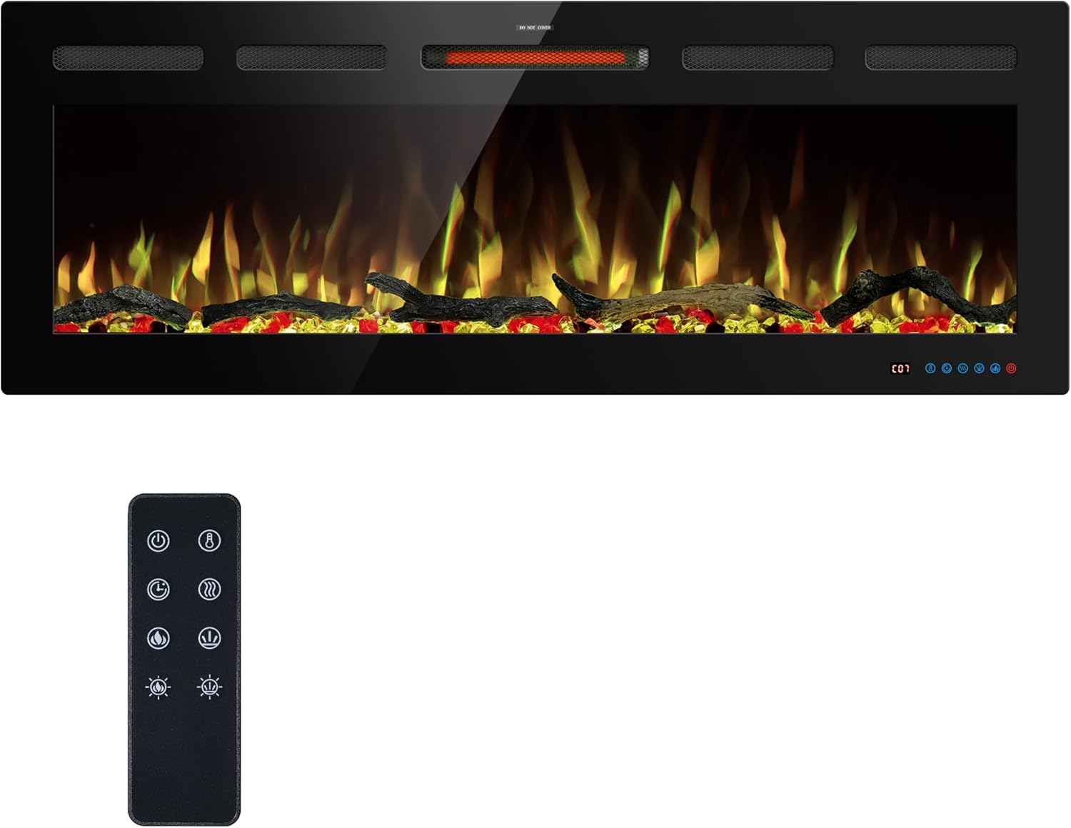 122cm WiFi Electric Fireplace Inserts, Recessed and Wall Mounted Fireplace Heater W/Adjustable Flame Color & Brightness, Thermostat, 9H Timer, App and Remote Control, 750/1500W