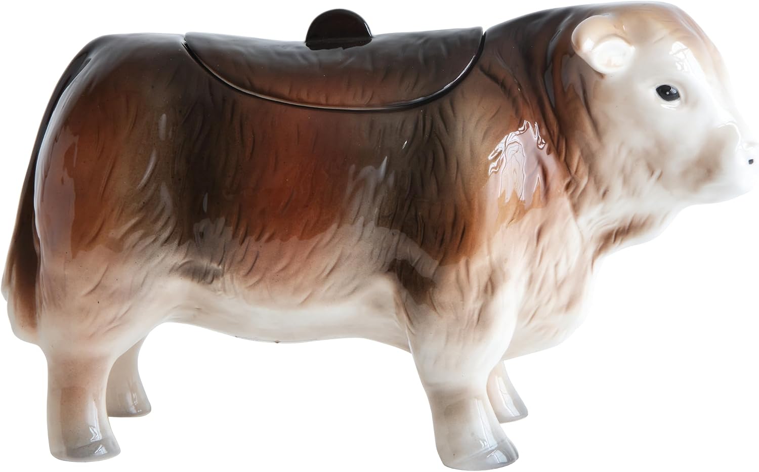 Creative Co-Op Vintage Ceramic Cow Cookie Jar, Black and Brown
