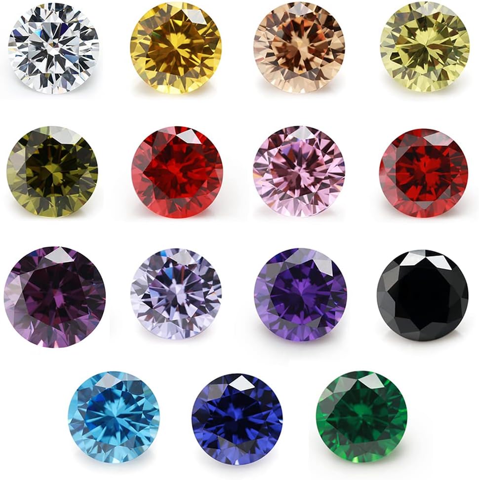 5A Round Loose Cubic Zirconia Stones Mix 15 Colors CZ Stone Synthetic Gemstone for Jewelry Making