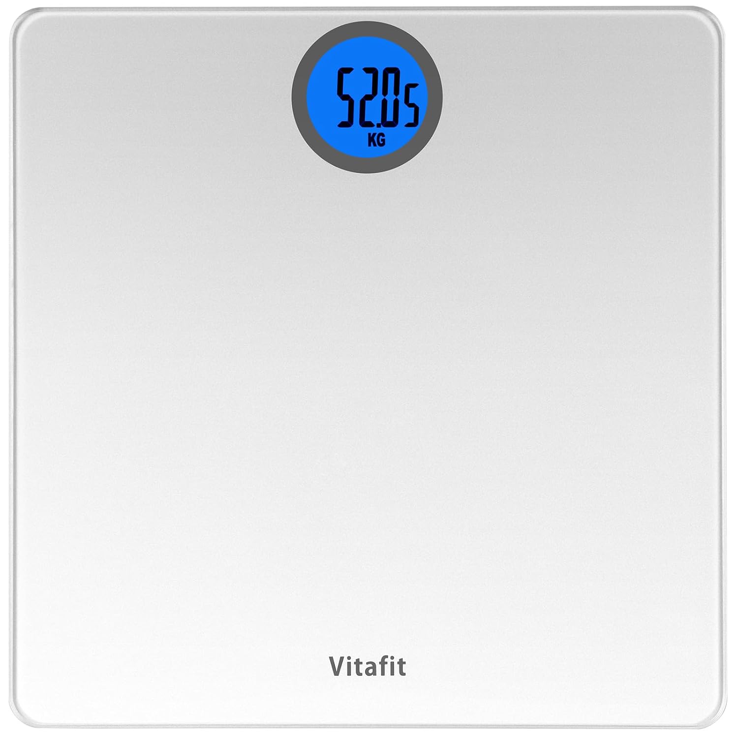 Vitafit Bathroom Scales for Body Weight, High Precision Assured by Weighing Scales Professional Factory SINCE 2001, LCD Display and Step-On, 3*AAA Batteries Included, 28st, Silver