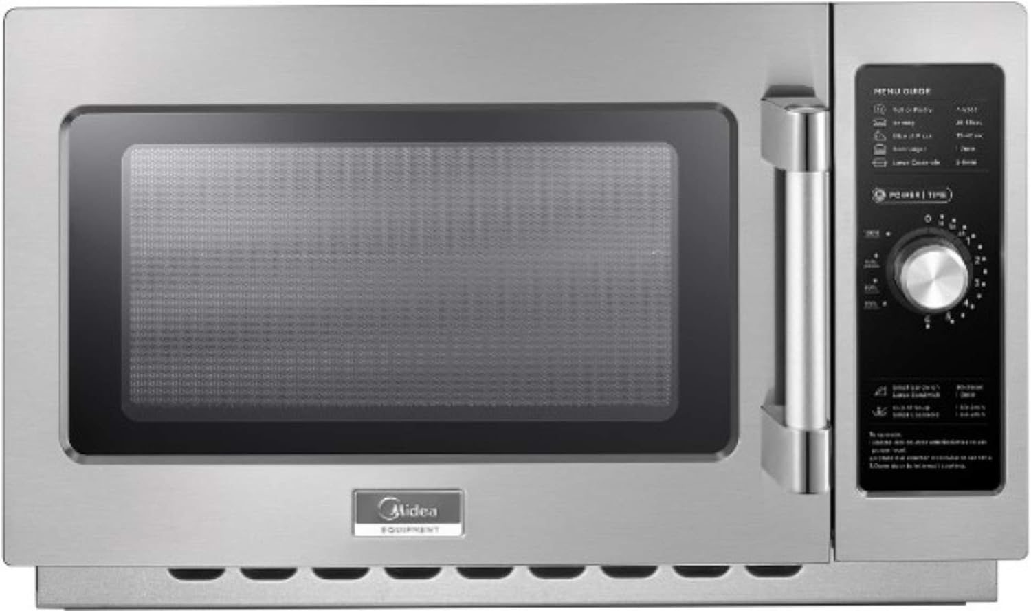 Midea Equipment 1034N0A Countertop Commercial Microwave Oven with Dial, 1000W, Stainless Steel, 1.2 CuFt