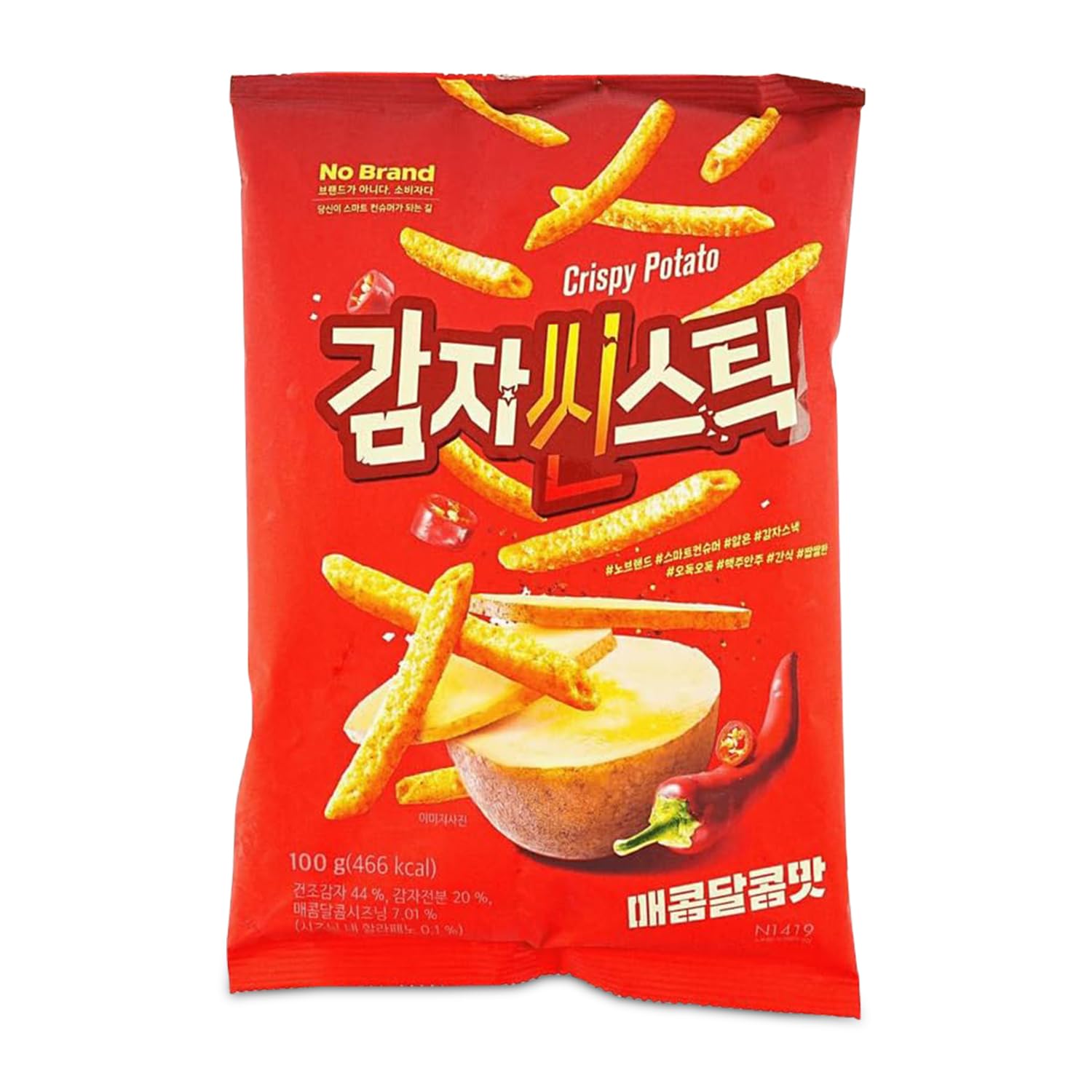 No Brand Spicy Potato Thin Sticks - Crispy & Crunchy Snack, Hot & Savory Flavor Thin Sticks, Korean-Style Chips | Perfect for Parties & Snacking - 3.52oz