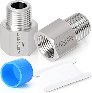 TAISHER 2PCS Forging of 304 Stainless Steel Pipe Fitting, Reducer Adapter, 3/8-Inch Male Pipe x 1/2-Inch Female Pipe
