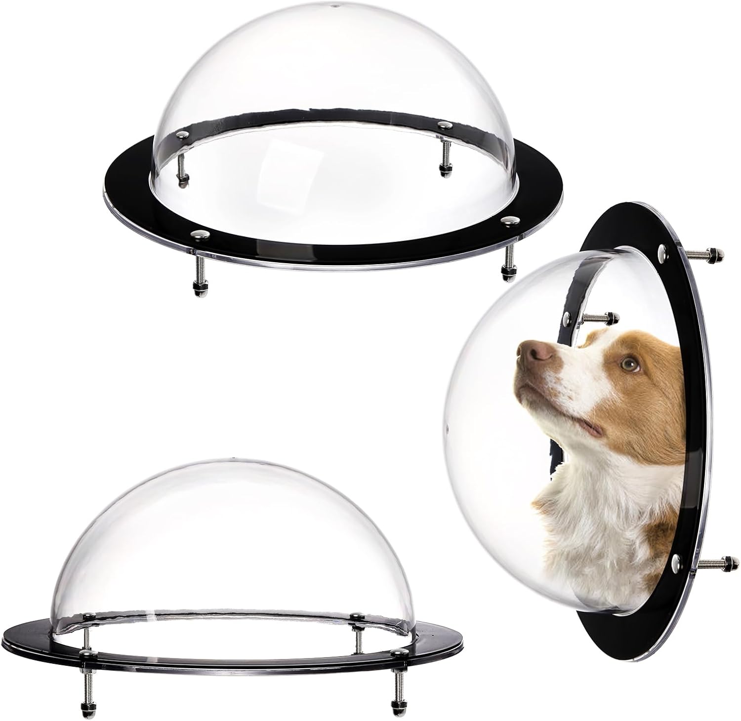 Goaste 2 Pack Dog Fence Window, 12.4 Inch Clear Pet Dome, Durable Plastic Pet Peek Windows Playground, Doggie Fence Safe Domes, Pets Supply for Dog Cat Horse, 12.4 x 4.9 Inch
