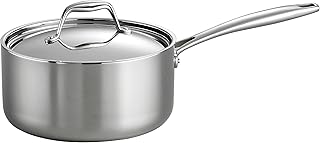 Tramontina Tri-Ply Clad Stainless Steel 3-Quart Sauce Pan with Lid, Induction-Ready, Dishwasher-Safe, NSF-Certified, Made in Brazil