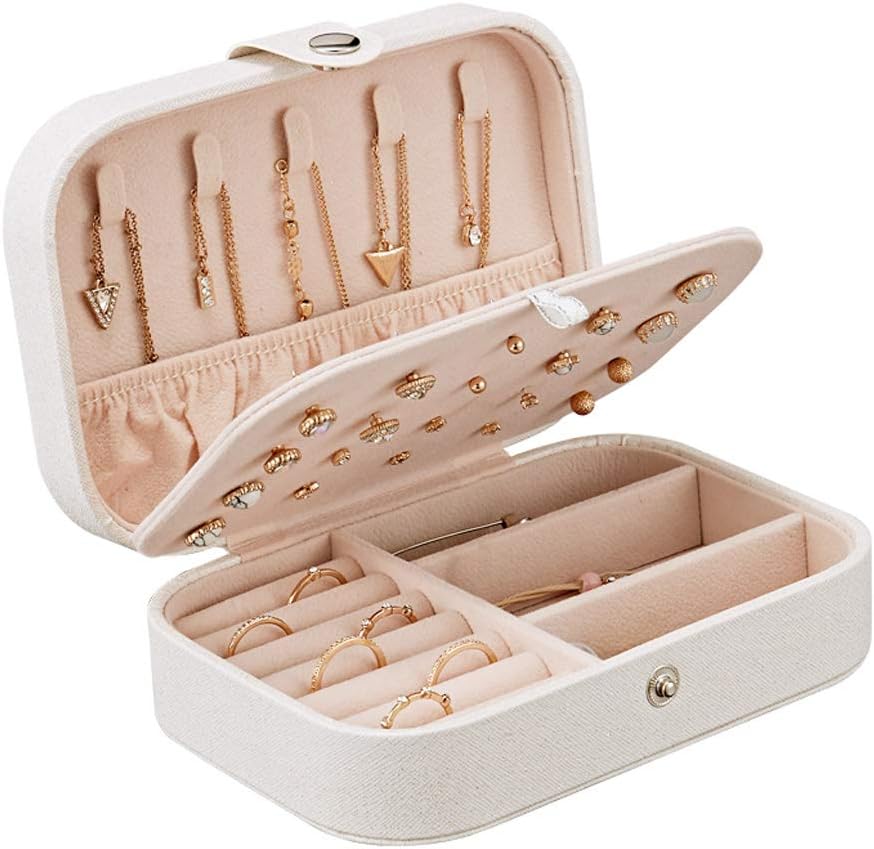 YONZONE Jewellery Box, Small Travel Jewellery Organiser Storage Case for Rings Earrings Necklace Bracelets Premium Faux Leather Jewellery Gift Box for Girls Women