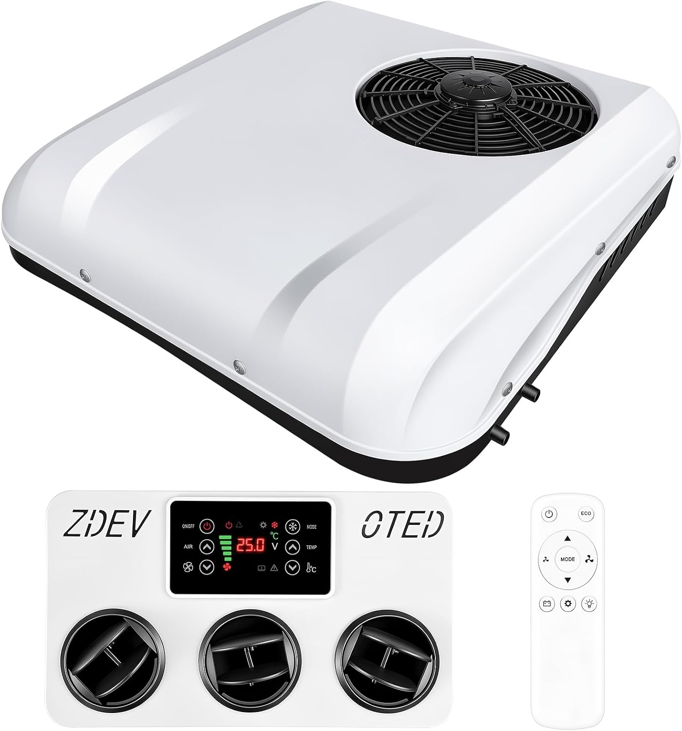 24V RV Rooftop Air Conditioner,Heat Cool Low Profile Quiet Unit for Truck