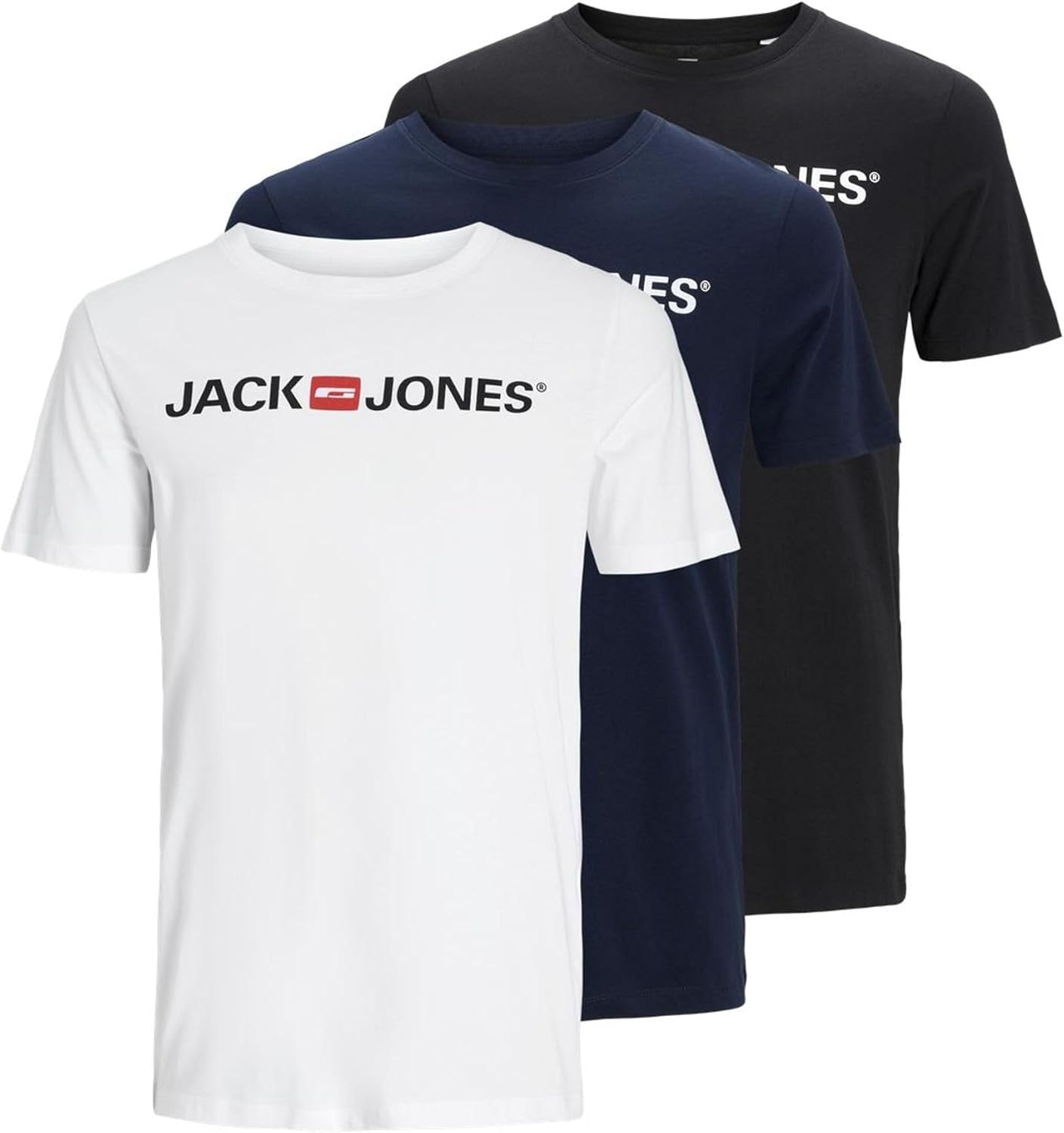 JACK & JONES Mens Corp Logo 3 Pack T-Shirt