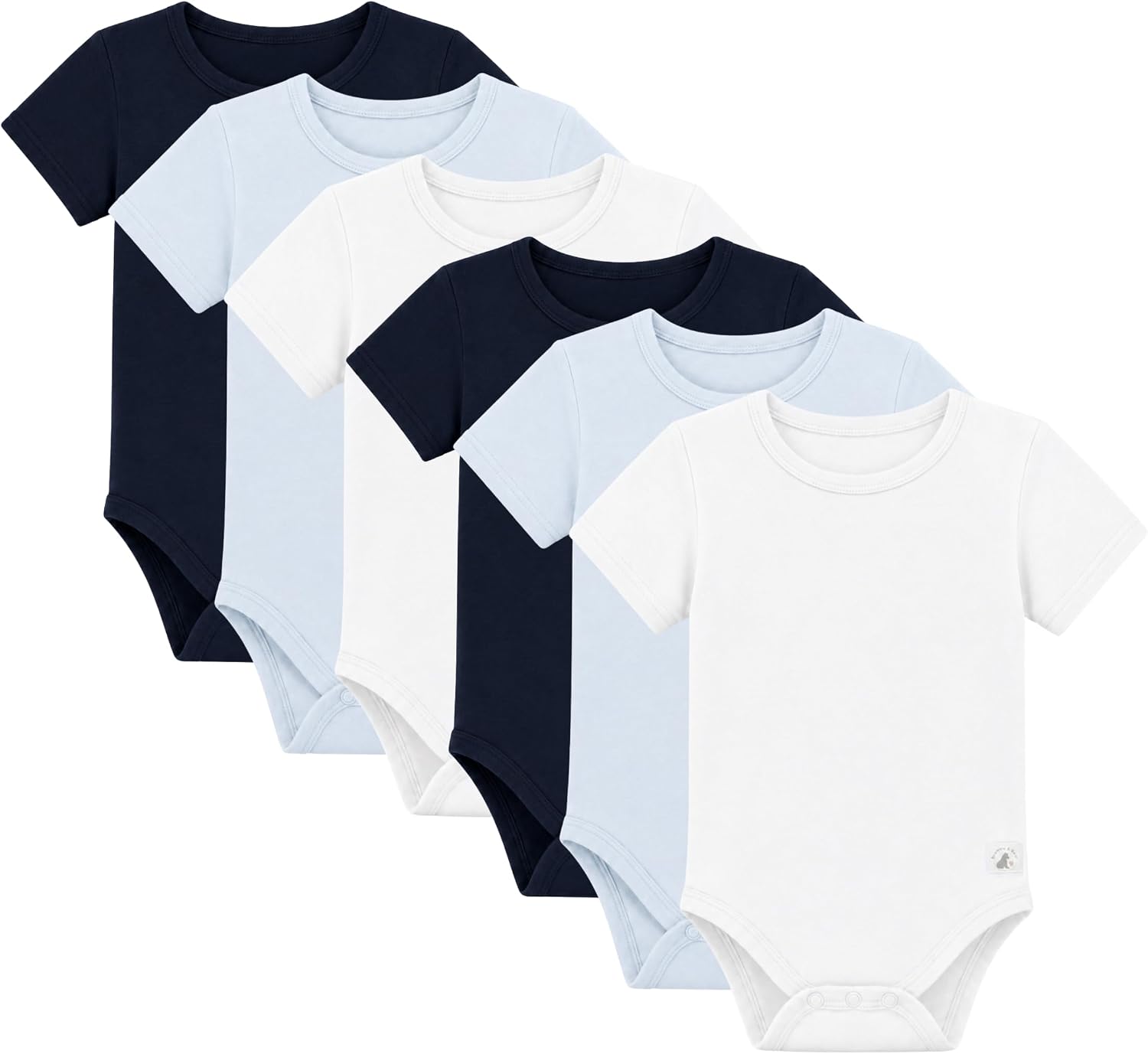 Bramble & Bear 3/6 Pack Short/Long Sleeve Baby Vests - Organic Cotton Unisex Baby Bodysuit Vests for 0-3 Years - Comfortable Bodysuits for Boys & Girls - Soft, Cosy, Cute