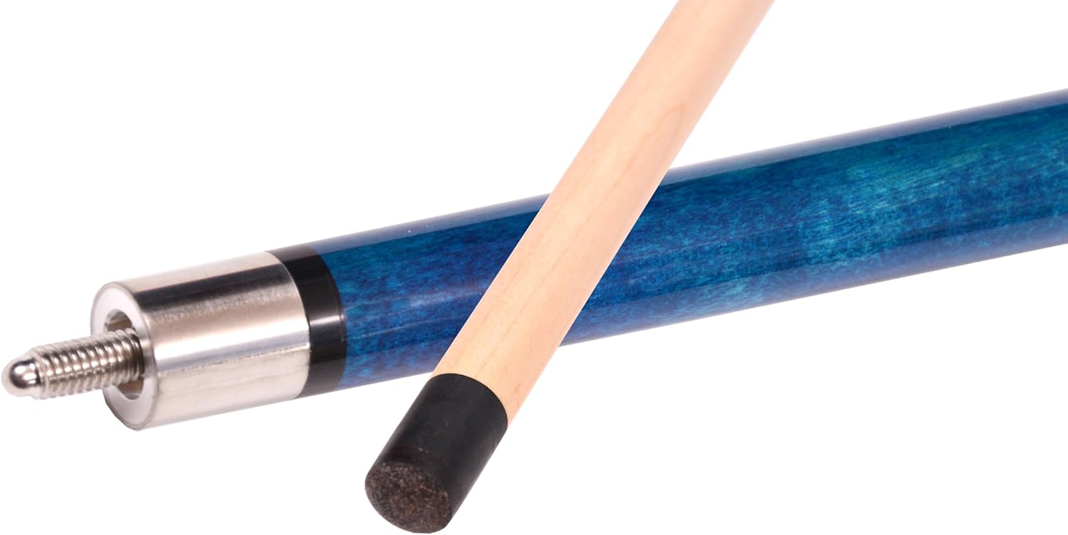 Accuplay Billiards 58" - 2 Piece Break Pool Cue Stick Made of Hardwood Canadian Maple - 23 Ounce Choose Black, Red, Green or Blue