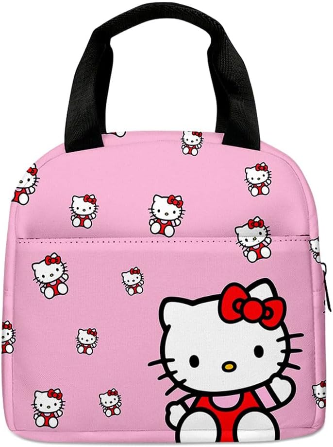 Hellokiitty Lunch Tote, Thermal Insulated Anime Cooler Box for Kids, Portable Lunch Bag for School, Travel & Picnic