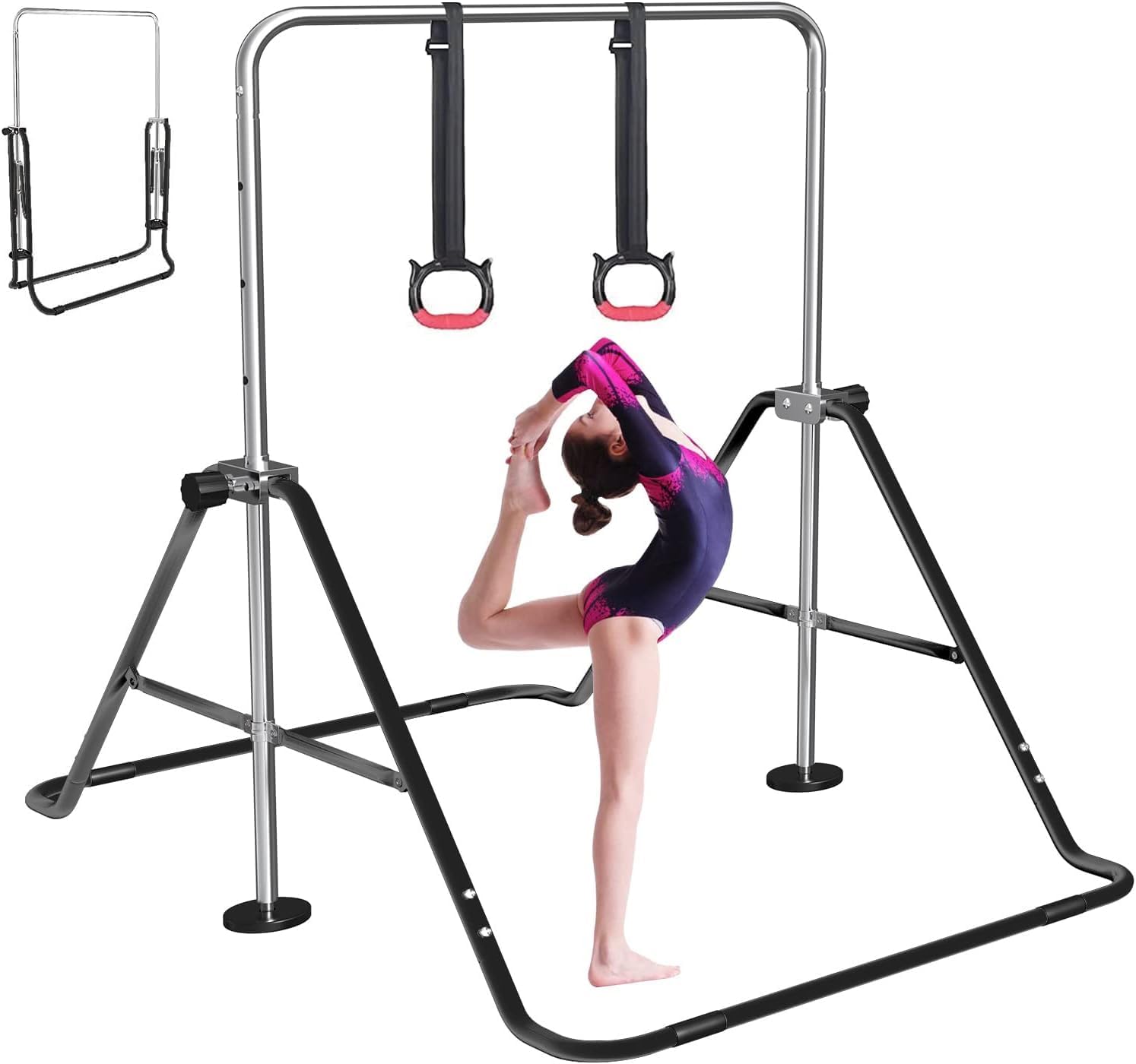 FBSPORT Gymnastics Bar for Kids Adjustable Height Gymnastic Horizontal Bar