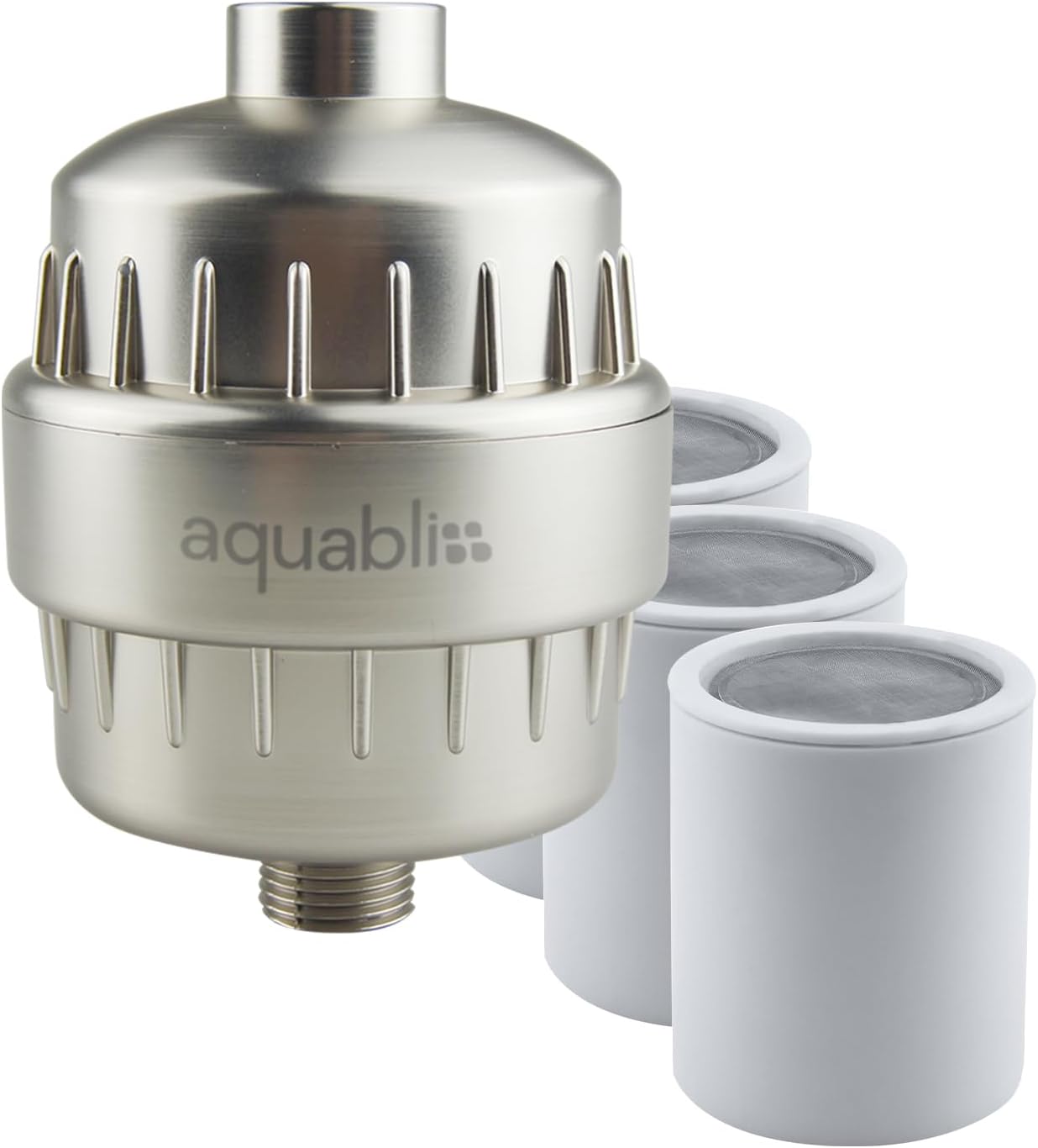 AquaBliss SF100-BN Revitalizing Shower Filter w/ 1 Replaceable Revitalizing Filter Cartridge Inside - Plus 3 Extra SFC100 Filter Cartridges (Exclusive Bundle)