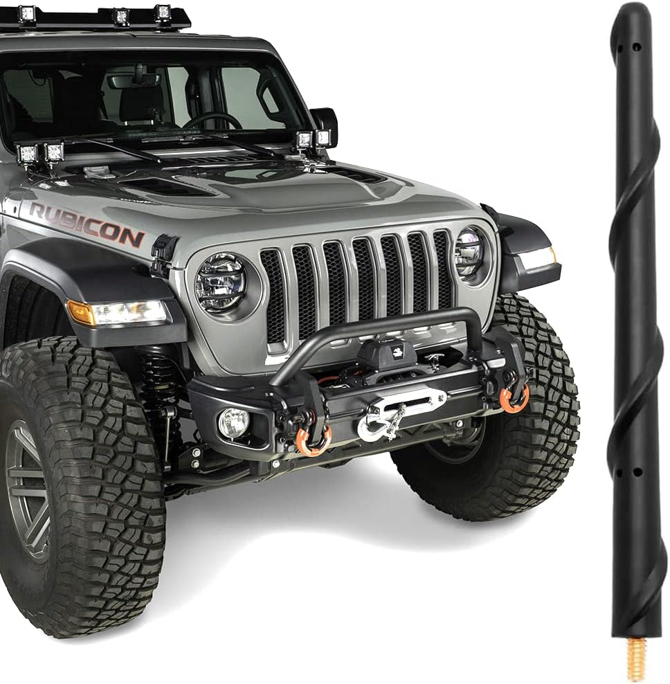BASIKER Antenna for Jeep Wrangler Gladiator JL JK JT Rubicon Sahara 2007-2025, Short Jeep Wrangler Unlimited Sport 4xe Willys Mojave Antenna Replacement, 7 Inch Jeep Wrangler Gladiator Accessories