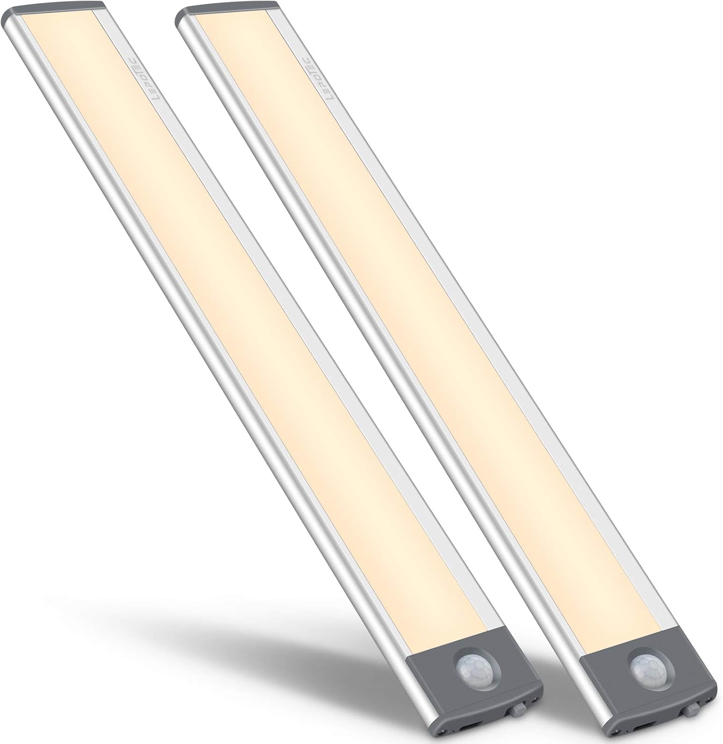 54-LED Motion Sensor Cabinet Light,Under Counter Closet Lighting, Wireless USB Rechargeable Kitchen Night Lights,Battery Powered Light,Uniform Light for Wardrobe,Cabinet,Cupboard(warm light)-2Pack