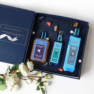 Premium Ayurvedic Beauty Gift Set for Women & Men | Blue Nectar Vanilla Lotion, Body Wash & Scrub & Body Mist with Herbal Ingredients | Ideal Gift for Mom,Dad, Girlfriend & Coworkers
