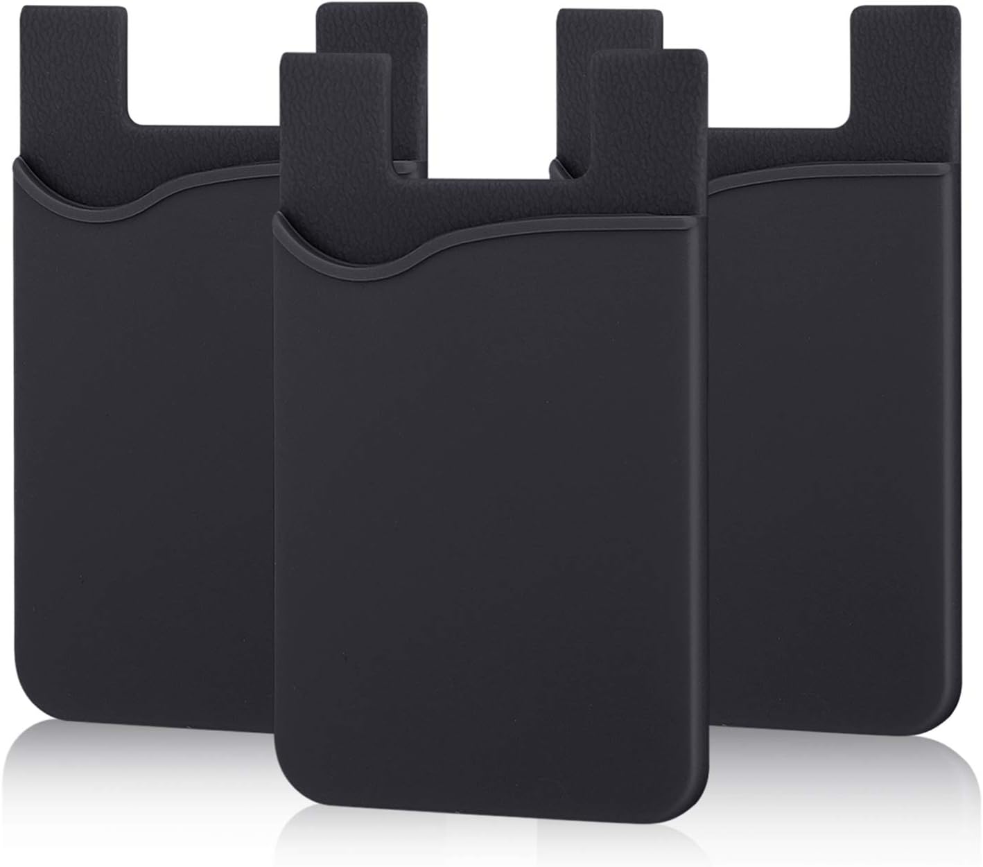 Pofesun Adhesive Phone Card Holder, 3 Pack Silicone Stick-on Wallet ID/Credit Card Holder Pouch Sleeve Self Adhesive Sticker Case for iPhone 16 15 14 13 12 Pro Max,iPad,Samsung Galaxy,Tablet