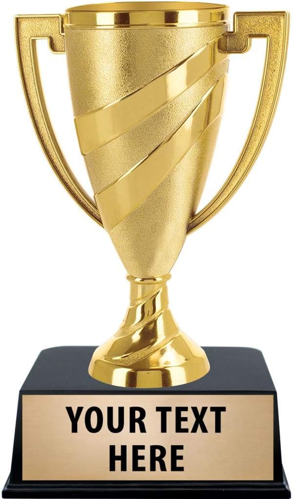 Crown Awards Gold Cup Trophies with Custom Engraving, 5.75" Personalized Gold Swirl Cup Achievement Trophy On Black Base Prime