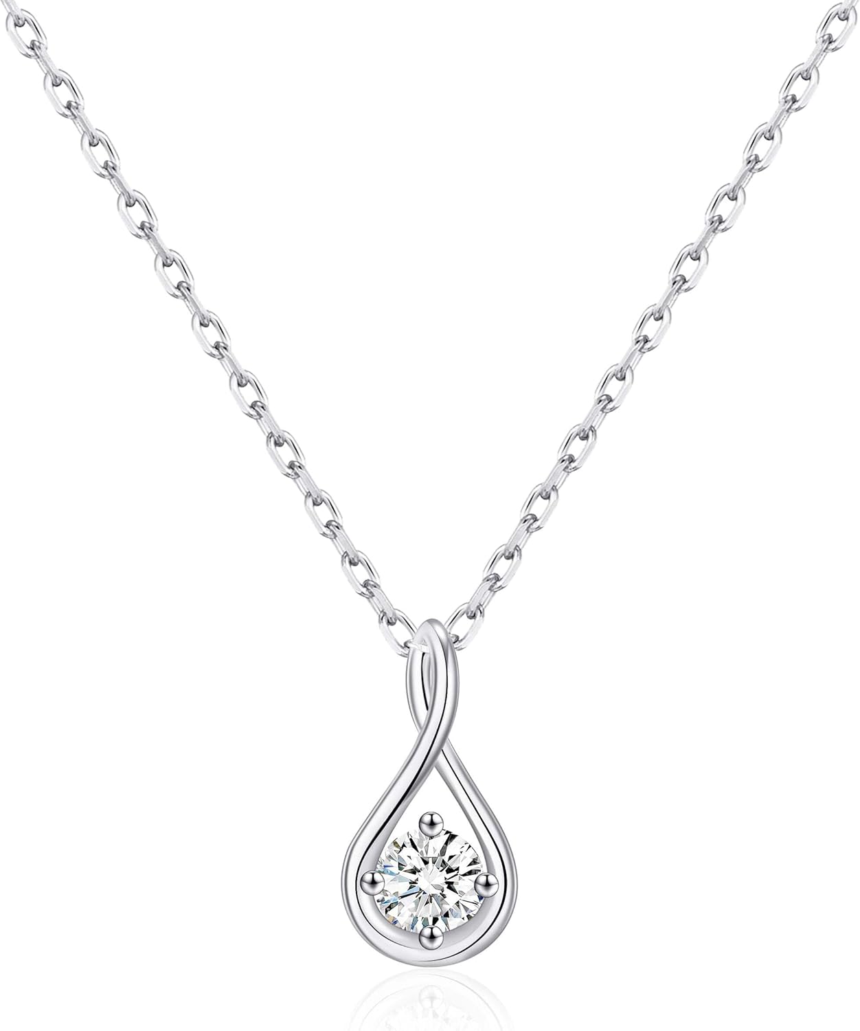 Philip Jones Sterling Silver Teardrop Twist Necklace Created with Zircondia® Crystals
