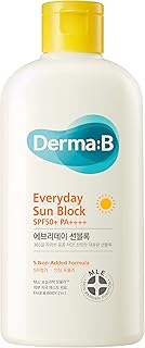 Derma B Everyday Sun Block Large Size Sunscreen SPF50+ PA++++ 6.71 Fl Oz, 200ml Fast-Absorbing Lightweight SPF Moisturizer, Facial Body Non-Sticky for Dewy Skin, Korean Protection Lotion