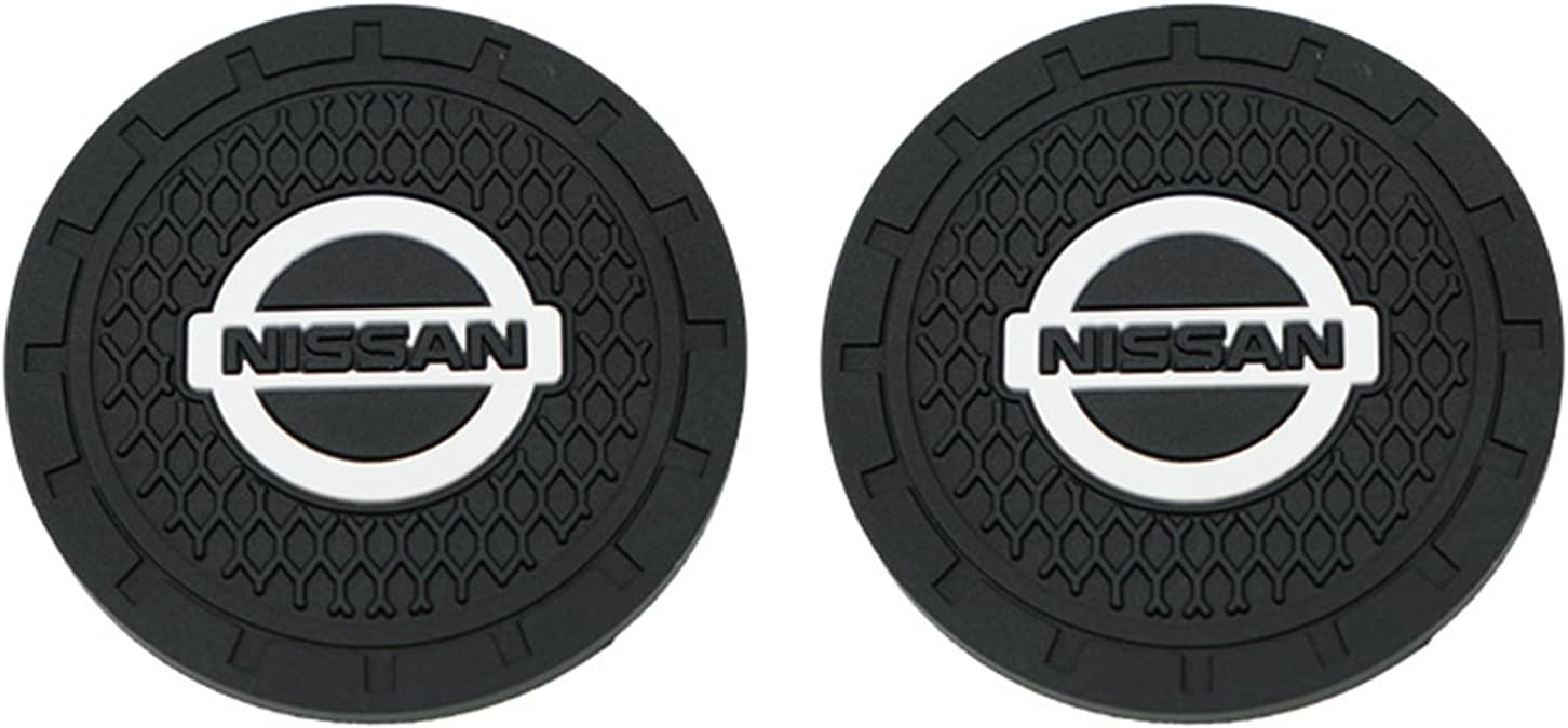 Car Cup Coasters for Nissan Altima Aryia Armada Cube GTR Rouge Leaf Maxima Murano Pathfinder Sentra Versa Accessories,Recessed Silicone Anti Slip Cup Holder Coaster Interior Accessories 2.75in 2Pack